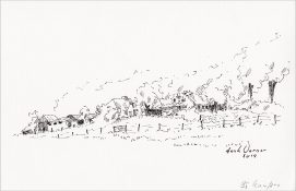Henk Werner, pentekening &quot;bij Kampen&quot; afm. ca. 18 x 26 cm.