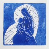 Hetty Diender, Maria met kind, linosnede, 17 x 17 cm