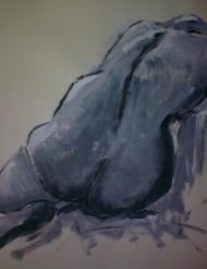 Trees Diender, acryl &quot;zittend naakt&quot; afm. 70 x 50 cm.
