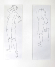 Henk Schuurman, inkttekening &quot;model 3 en 4&quot; afm. 15 x 48 cm. (2x)